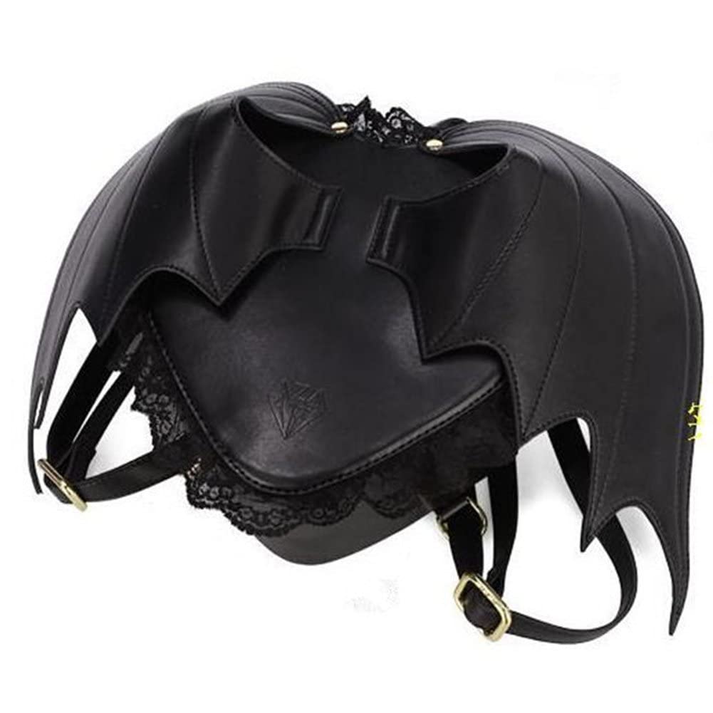 Wudaizhi Femme Fille Punk Sac À Dos Nouveauté Bat Aile De Jour Sac À Dos Gothique Dentelle De Dentelle Coeur Lolita Sac Noir Mignon Petit Diable Paquet