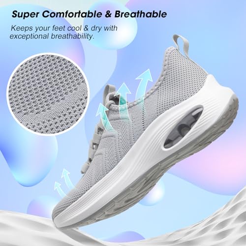Image of Wide Toe Box Shoes Women Extra Wide Width Sneakers Air Cushion Road Running Shoes Ultra Light Tennis Gym Workout Training Shoes Breathable Walking Shoes with Arch Support