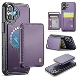 Hongxinyu Wallet Case for iPhone 17 Compatible with MagSafe for Men Women, 2 in 1 Detachable Magnetic Phone Case with Card Holder Kickstand RFID Blocking for iPhone 17, 6.3 inch, Purple