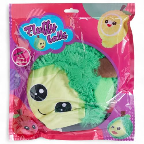 MIJOMA Plüschball Ø23cm mit Handpumpe – Kuscheliger aufblasbarer Softball – Flauschiger Ball aus Plüsch – Aufblasspielzeug für Kinder (Apfel – Rot)