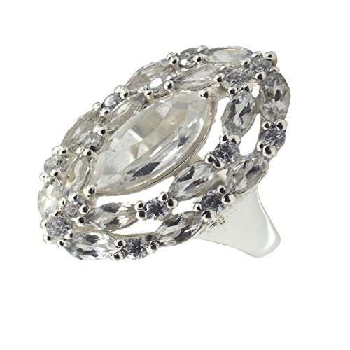 Bague CZ blanche marquise style cluster en argent pour vos soirées chic
