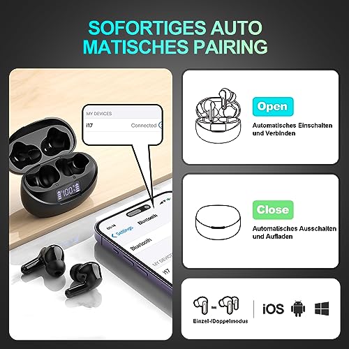 Bluetooth Kopfhörer Kabellos in Ear - Bluetooth 5.3 Hi-Fi Stereo Deep Bass Kabellose Kopfhoerer Noise Cancelling CVC Wireless Earbuds 35 Std. Spielzeit 13mm Treiber Ohrhörer Wasserdich USB C Headphone – Bild 4
