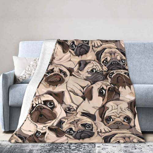 Duduho BLACK-314 Cute Pug Dogs Animal Bed Blanket Ultra Soft Throw Blanket All Season Warm Light Weight Cozy Plush Blankets thumb #8