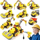 FLY2SKY 9 in 3 Take Apart Toys with Electric Drill Take Apart Truck Construction Set DIY Engineering Building Push Go STEM Toy Gift for Boys Ages 4-7 Years Old Gift