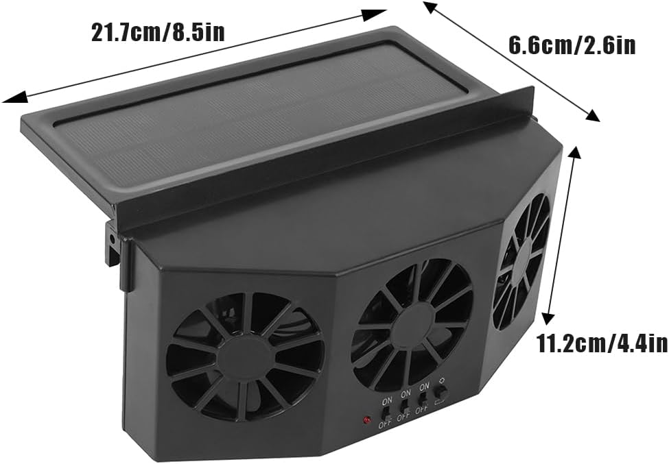 Tiiyee Car Vent Fan, Portable Solar Powered Cooler Car Ventilator Window Fan Automobile Exhaust Cooling Fan System Cooler for General Types of Car