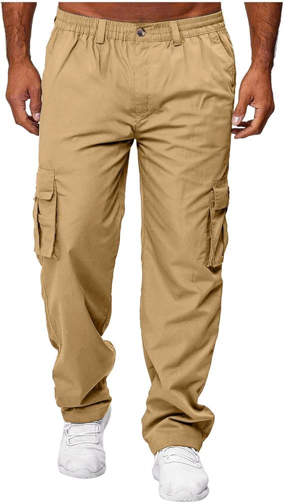 HUNGSON Mens Casual Cargo Pants - Sweatpants Joggers Athletic Trouser Cotton Slim Straight Hiking Pants for Men