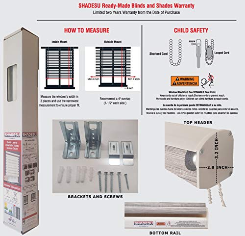 image for ShadesU Window Blind Dual Layer Zebra Roller Light Filtering Sheer Sha