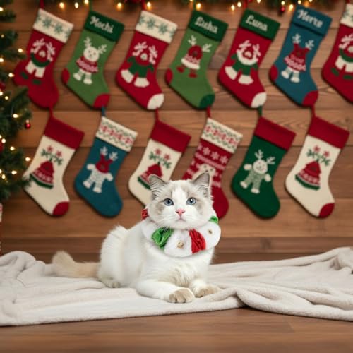 Collar navideño para perro y gato L/XL rojo blanco y verde miniatura 4