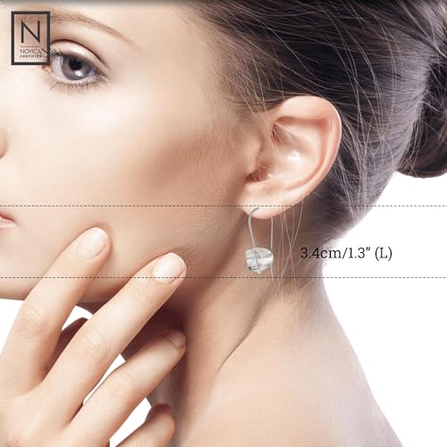 NOVICA Handmade Sterling Silver Drop Earrings | Modern Artisan Crafted Jewelry | Long French Hook Wire | Hypoallergenic Jewelry | Fair Trade Dangle | Indonesia 1.3"L x 0.8"W x 0.2"D4