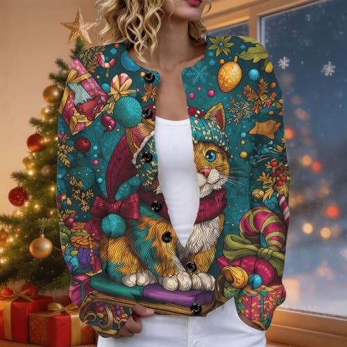 Christmas Cardigan for Women Funny Xmas Sweater Button Down Coat - image 2