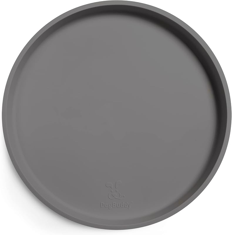 Tapete impermeável de silicone para comedouro e bebedouro de cães DogBuddy, com bordas elevadas, antiderrapante, XS Cinza