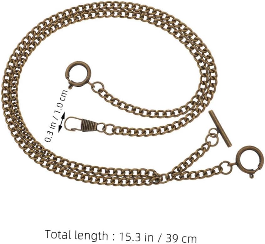 Holibanna 2pcs Metal Pocket Watch Chains for Men Vintage Style Secure Link Vest Chain Accessory for Formal and Casual Outfits