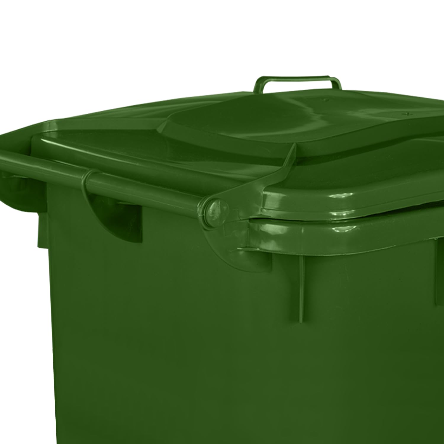 Juego de 4 cubos de basura para basura PN-EN 840, de 240 litros, con ruedas, sistema de enganche para extracción mecánica, de plástico, negro, amarillo, verde, azul