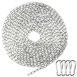 304 Stainless Steel Chains,8 Metres 1.5mm Heavy Duty Chain Links with 4 Carabiner,Metal Round Steel Chain Corrosion and Rust Prevention,Multifunctional Anchor Chains for Fence Gate,Garage Doors
