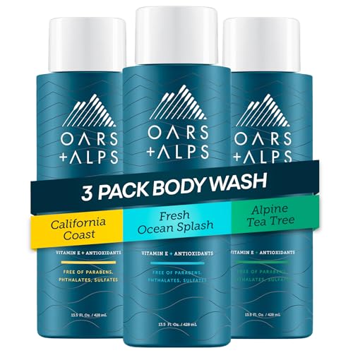Oars + Alps Mens Body & Face Wash, Moisturizing Body Wash, 3pk, 13.5 Fl Oz