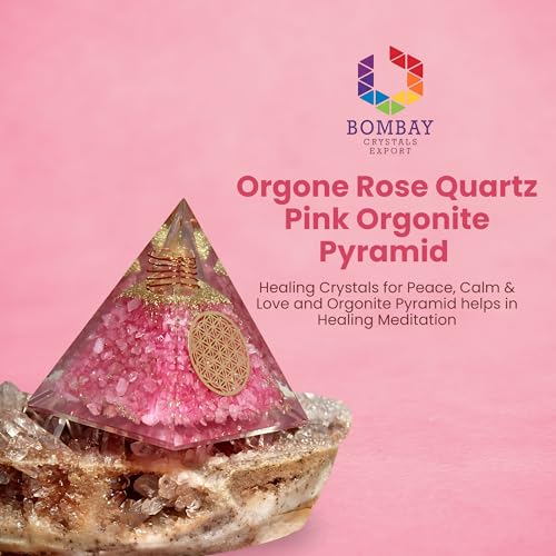 Image of Rose Quartz Orgone Pyramid for Healing Energy - Handcrafted Crystal Pyramid with Copper Coil for Love, Harmony & Meditation - Reiki, Chakra Balancing, Positive Energy Generator Spiritual Gift