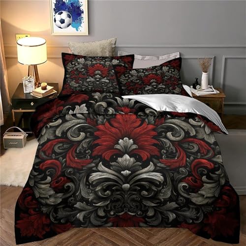 Parure de lit anti-plis et hypoallergique housse de couette fleurs 3D microfibre douce - 6