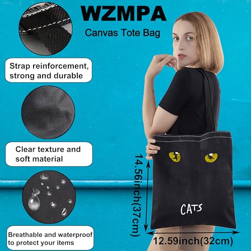 WZMPA Black Cats Tote Bag Musical Theatre Fans Gift Cats Musical Reusable Shoulder Bag Black Cat Merch2