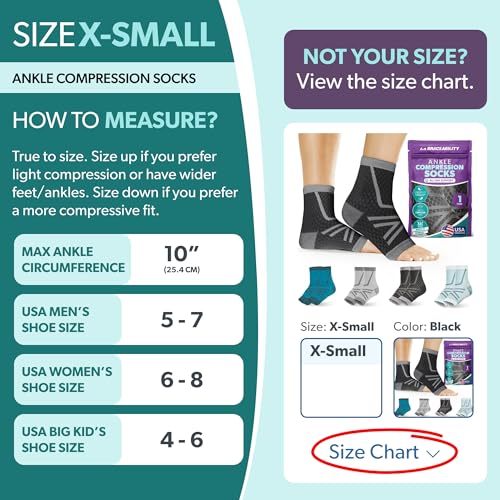 Image of BraceAbility Athletic Ankle Compression Socks for Men or Women - Toeless Running Ankle Brace Support Sleeves for Sports, Workout, Plantar Fasciitis, Achilles Tendonitis, Foot Pain Relief (XS - Black)