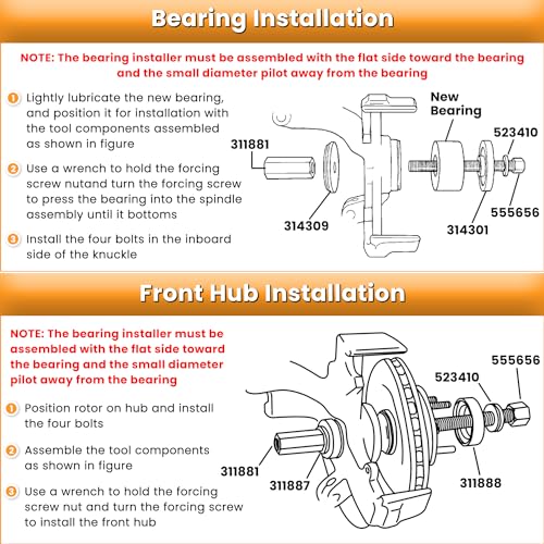 Image of 6575 Front & Rear Wheel Hub and Bearing Removal & Installation Tool Master Service Complete Kit with Puller Adapters Hardwares Carrying Case Application Guide (63 PCS)