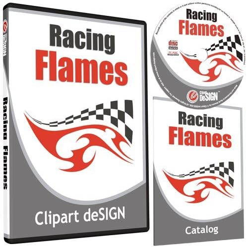 Racing Flames Clipart-Vinyl Cutter Plotter Images-Checkered Flag Vector Clip Art Graphics CD-ROM