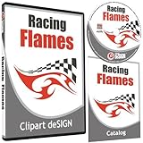 Racing Flames Clipart-Vinyl Cutter Plotter Images-Vector Clip Art Graphics CD-ROM