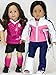 18 inch Doll Clothes Outfit, Fuchsia Doll Soccer Outfit 6 Pc. Set Complete Doll Sports Set of Fuchsia Shirt, Black Shorts, Doll Soccer Ball, Doll Black Socks & Doll Shoe Cleats