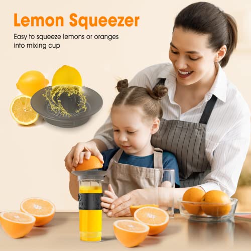 Cool Knight Personal Blender, 500 Watts Bullet Blender For Shakes And Smoothies, 10-Piece Kitchen Blender Set With 20Oz Sports Mug, Grinder Cup, 2 To-Go Lid, Freezer Rod And Lemon Squeezer,Bpa Free (Black-Silver) #TOP2