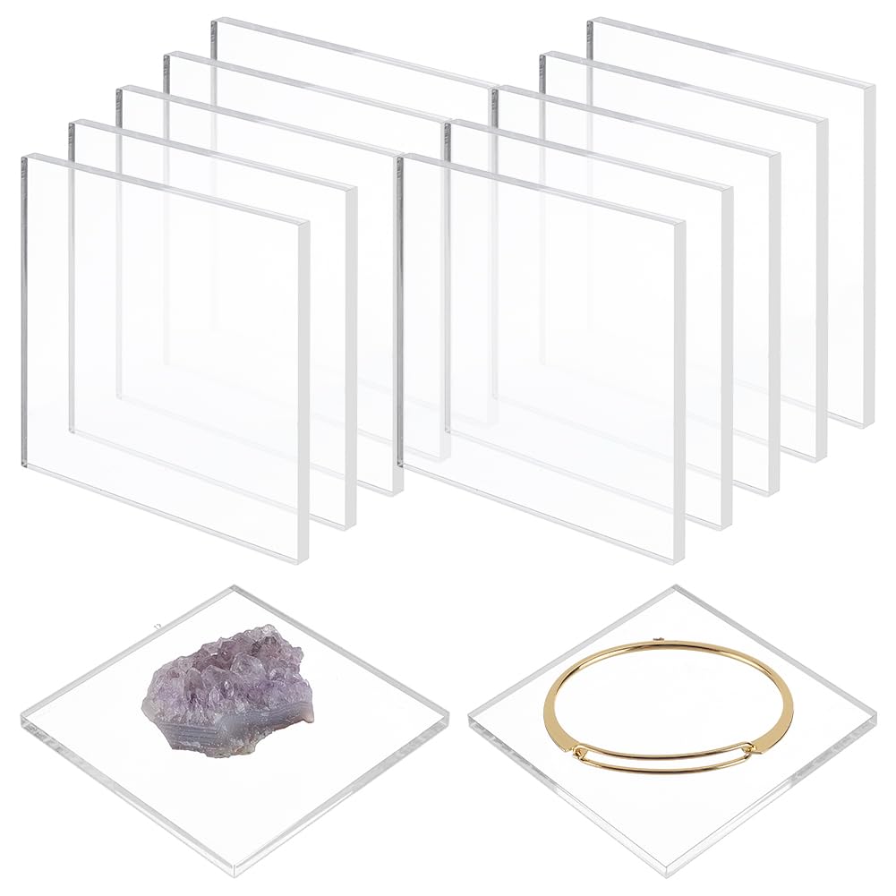 FINGERINSPIRE 12PCS Square Acrylic Display Bases 8CM Clear Acrylic Display Pedestals Transparent Miniature Block Stands for Collectibles Figures Models Jewelry Art Pieces and Retail Product Showcase