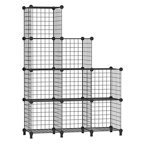AWTATOS Estante de Almacenamiento de Cubos de Alambre, 9 Cubos, Organizador de Cubos de Almacenamiento modulares, Estante de Alambre de Hierro Multiuso, Estante para Sala de Estar, hogar, Negro