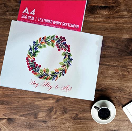 Image of MESSKETEERS Professional Artist Sketchbook Pad - 10 Sheets / 20 Pages - 300 GSM Semi-Textured Fine Art Paper with Butter Paper Separators, Easy Tear Gum Pad Binding - Ideal for Acrylics and Inks