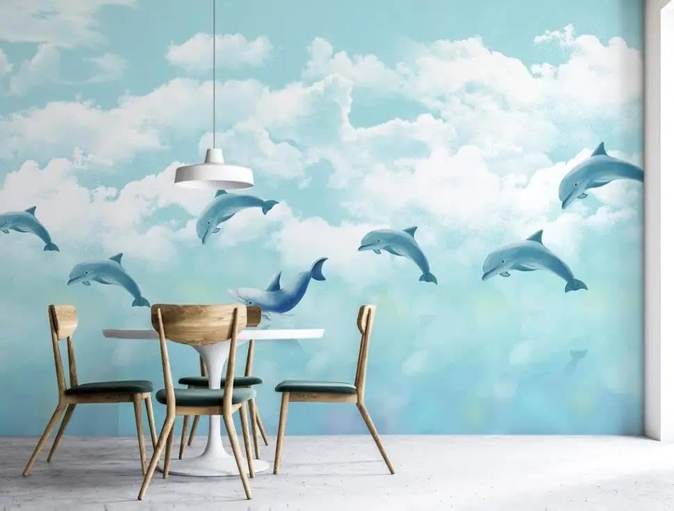 Papier peint 3d animal marin ILIYA tissu non tissé chambre maison salon