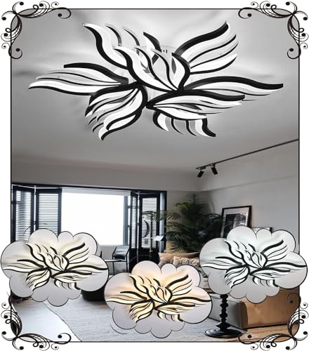 WSXEDC Dimmable Ceiling lamp LED Black Ceiling Light 90W Large Living Room Ceiling Lighting Creative Modern Bedroom Light Ceiling DIY for Living Room Youth Room Dining Room Kitchen Ø85cm