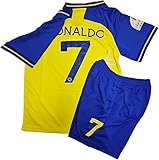 1 Stop Soccer Ronaldo CR7 Jersey Adult Uniform AL NASSR Fc Saudi Arabia (US, Alpha, Large, Regular, Regular, Yellow)