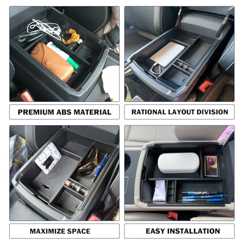 RUNROAD Center Console Organizer Compatible with VW Atlas and Cross Sport 2018 2019 2020 2021 2022 2023 Accessories, Interior Armrest Divider ABS Material Secondary Storage Tray Black Line - Image 4