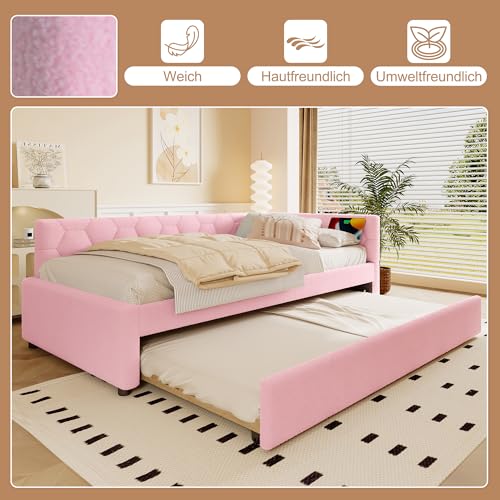 Cama de día 90 x 200 cm con cama nido y lámpara de noche 4