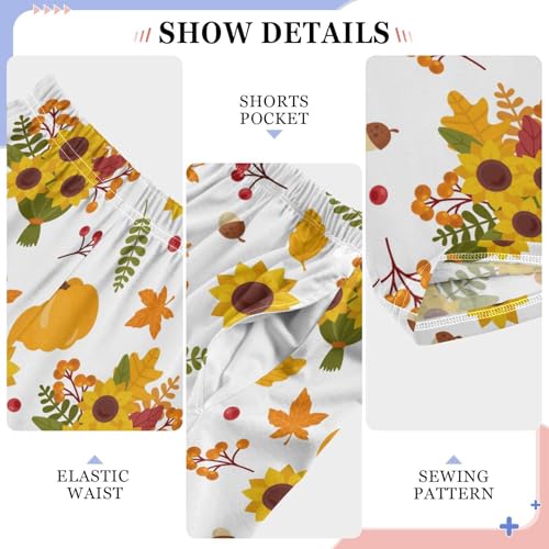 Boys' Pants Autumn Pumpkins with Sunflowers Long Bottoms Jogger Pants Elastic Waist Trousers with Pockets S-XL4