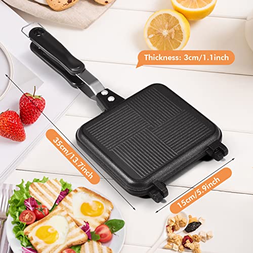 Toasted Sandwich Maker, Non-Stick Stovetop Toastie Maker, Double Sided Portable Sandwich Toaster for Camping & Home, Compact Breakfast Panini Press, Easy Clean & Fast Heating - Image 2
