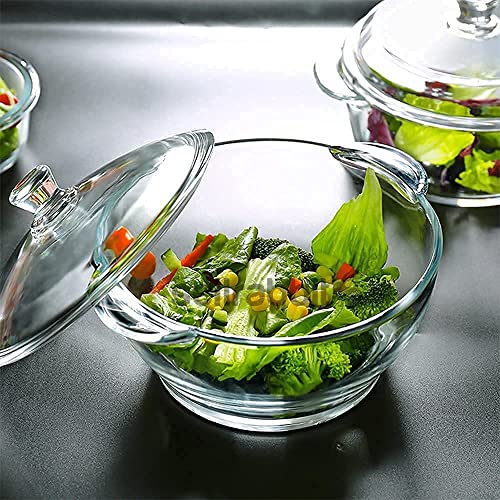 Sellrabbit® Pack of 2 Microwave Oven Safe Glass Bowl with lid (1 LTR) Serving Bowls with lid