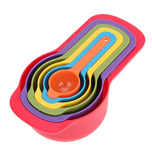 Podazz Measuring Cups Set Plastic Measurement Baking Tool Multi-Colour for Coffee, Honey, Dry and Liquid Ingredients Perfect for Cooking