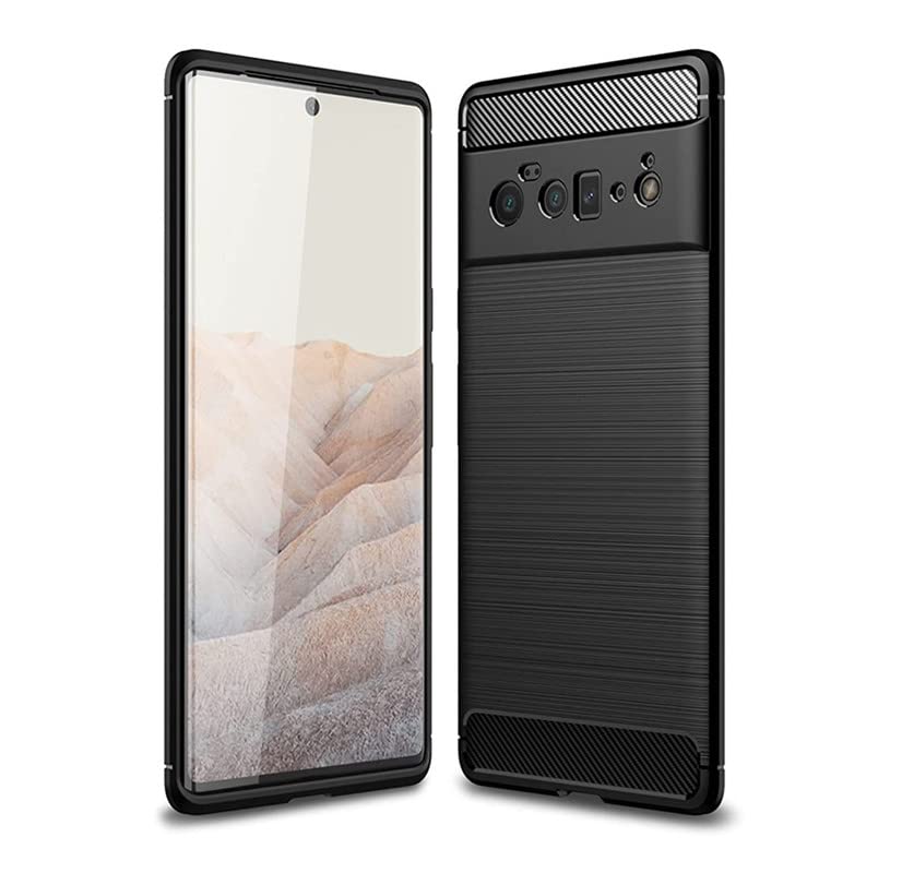 Image of NPRC Hybrid Ultra Slim Protective Case TPU Non-Slip Carbon Fiber Texture Shockproof Case Cover for Google Pixel 6 Pro - Black