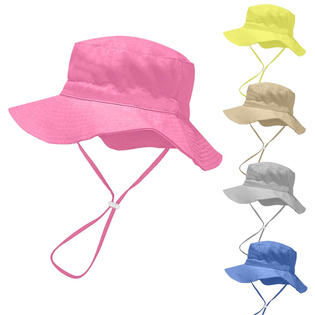 Rayson Sombrero de Sol para Bebé Niña Ajustable Gorro Verano de Pescador para Niños ala Ancha Sombrero Bob Protección Solar UPF 50 para Exteriores Natación Playa Piscina