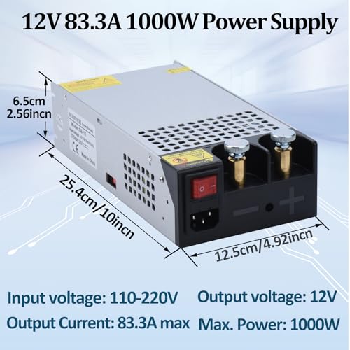 Image of DC 12V 1000W Power Supply 110V AC to DC 12V Converter 83.4A 1000W Switch Power Supply for LED Driver Strip Light Lamp Amplifier