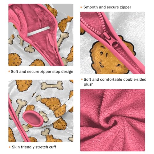 Fried Chicken Toddler Fleece Jacket Baby Girls Hooded Zipper Long Sleeve Thick Warm Outerwear 3-10 Years3