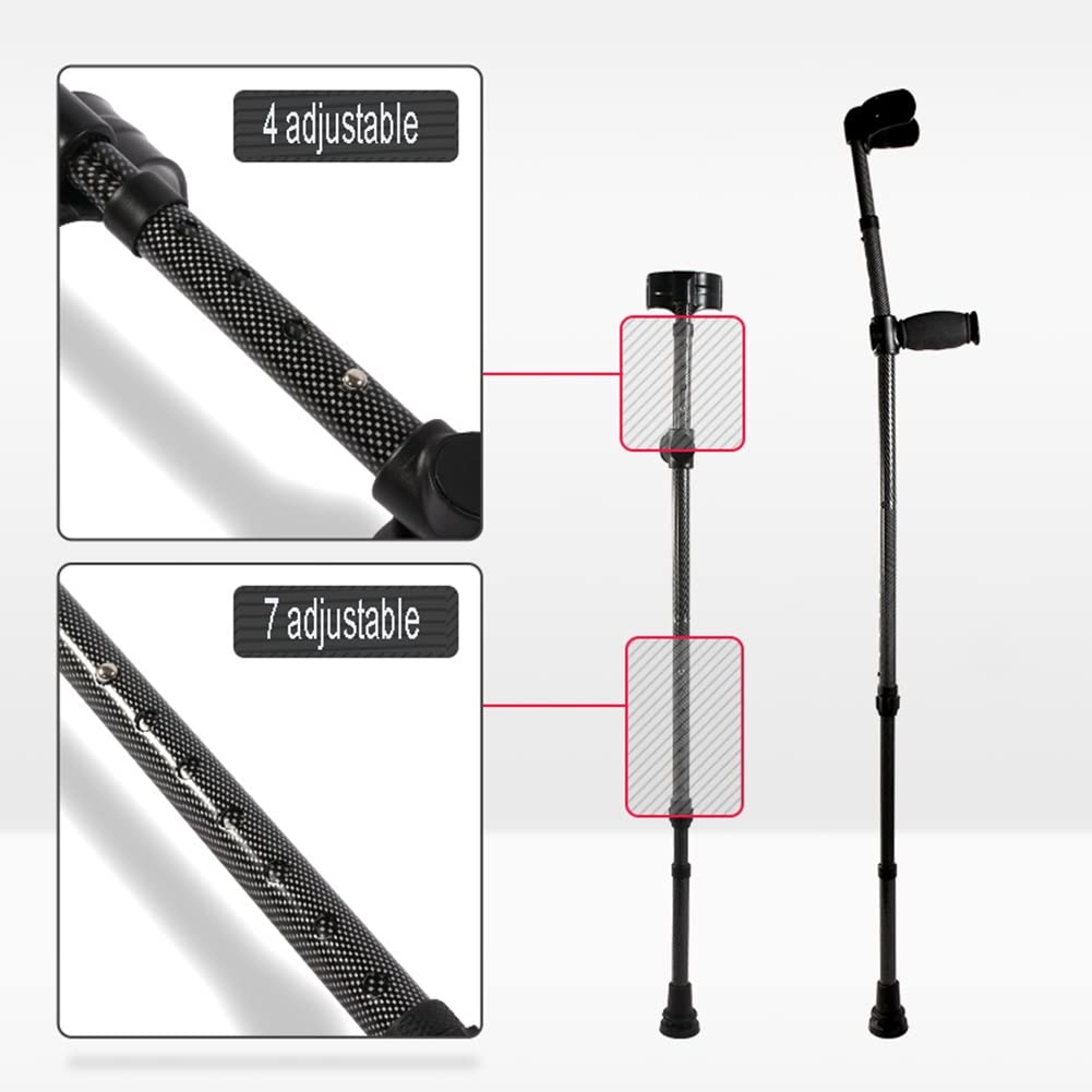 Muletas Plegables Adulto, Muletas Ortopédicas con Mango de Goma y Punta Antideslizante, 1 Unidad, Negro
