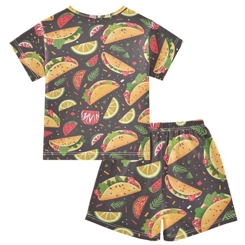 ALAZA Sweet Tacos Lemon Pajamas Short Sleeve 2 Piece Sleepwear Top and Bottom Pajama Set Unisex2