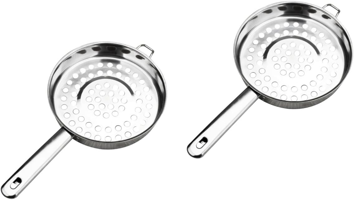 MAGICLULU 2pcs Stainless Steel Colander Spoon Handle for Cooking and Serving Scoop for Home and Restaurant Use Food-grade Utensil for Straining Soups and Sauces