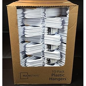 Lot 100 Mainstays Plastic Tubular Slotted White Adult Clothing Clothes Hangers