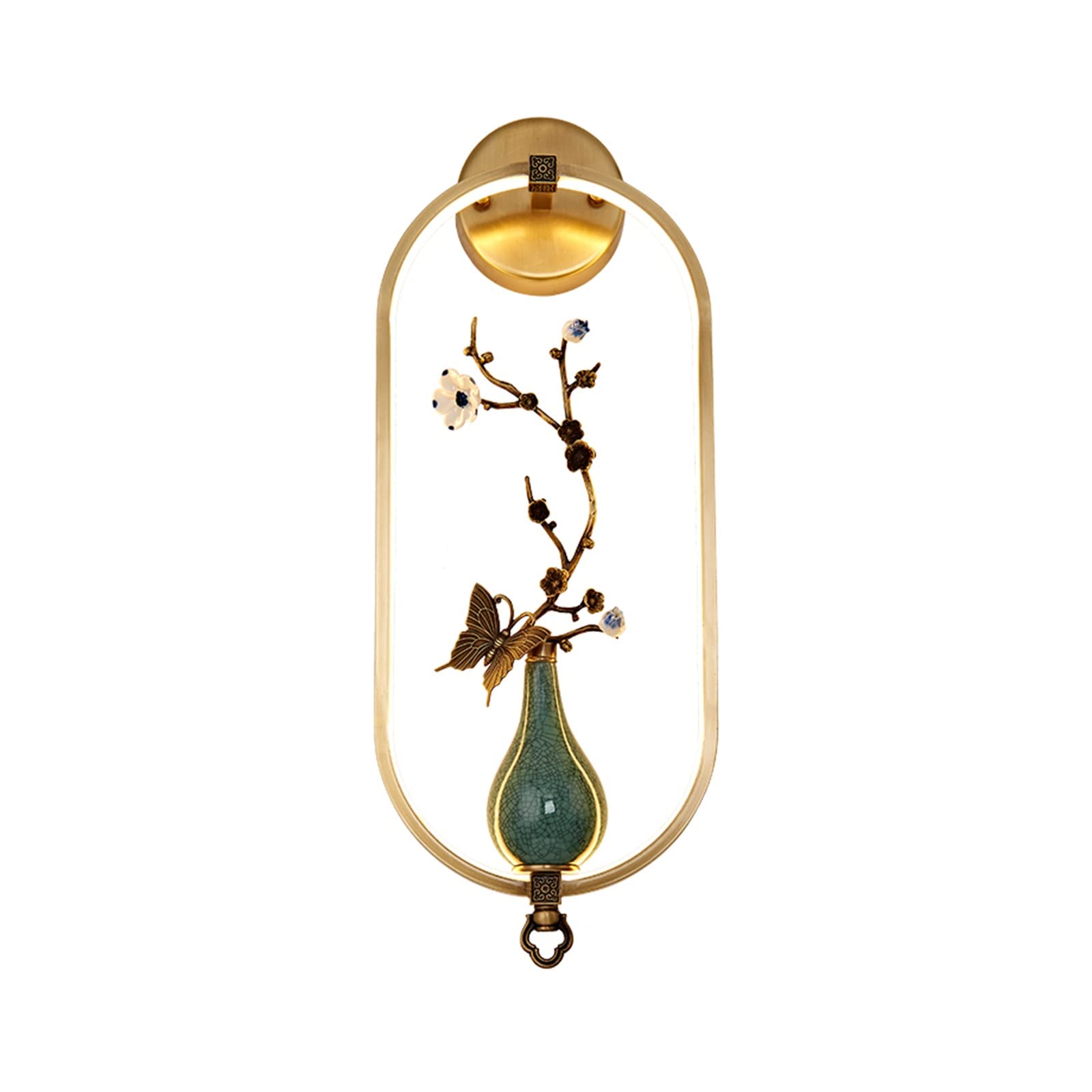 ZENY896V Bedroom New Chinese Wall Lamp, Living Room Background, Bedroom Bedside All Copper Ceramic Wall Sconce