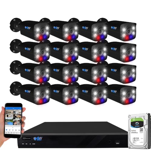 GW Security 16 Channel 12MP NVR 4K Two-Way Audio Full Color Night Vision Security Camera System with...